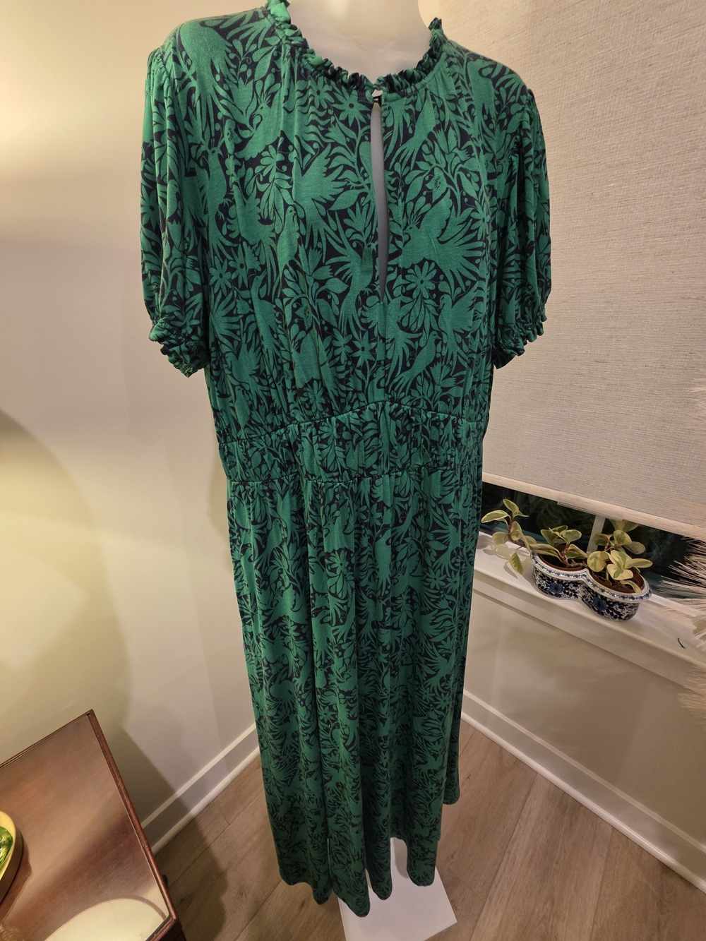 Boden Emerald Green Printed Short-Sleeve Maxi Dress Size 16/18 - Picture 6 of 16
